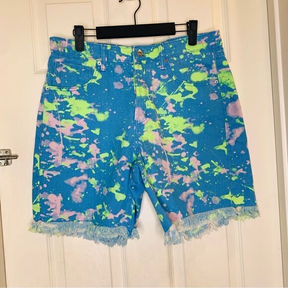 Wild Fable High Rise Bermuda Shorts Paint Splatter Size 8 - Picture 1 of 9